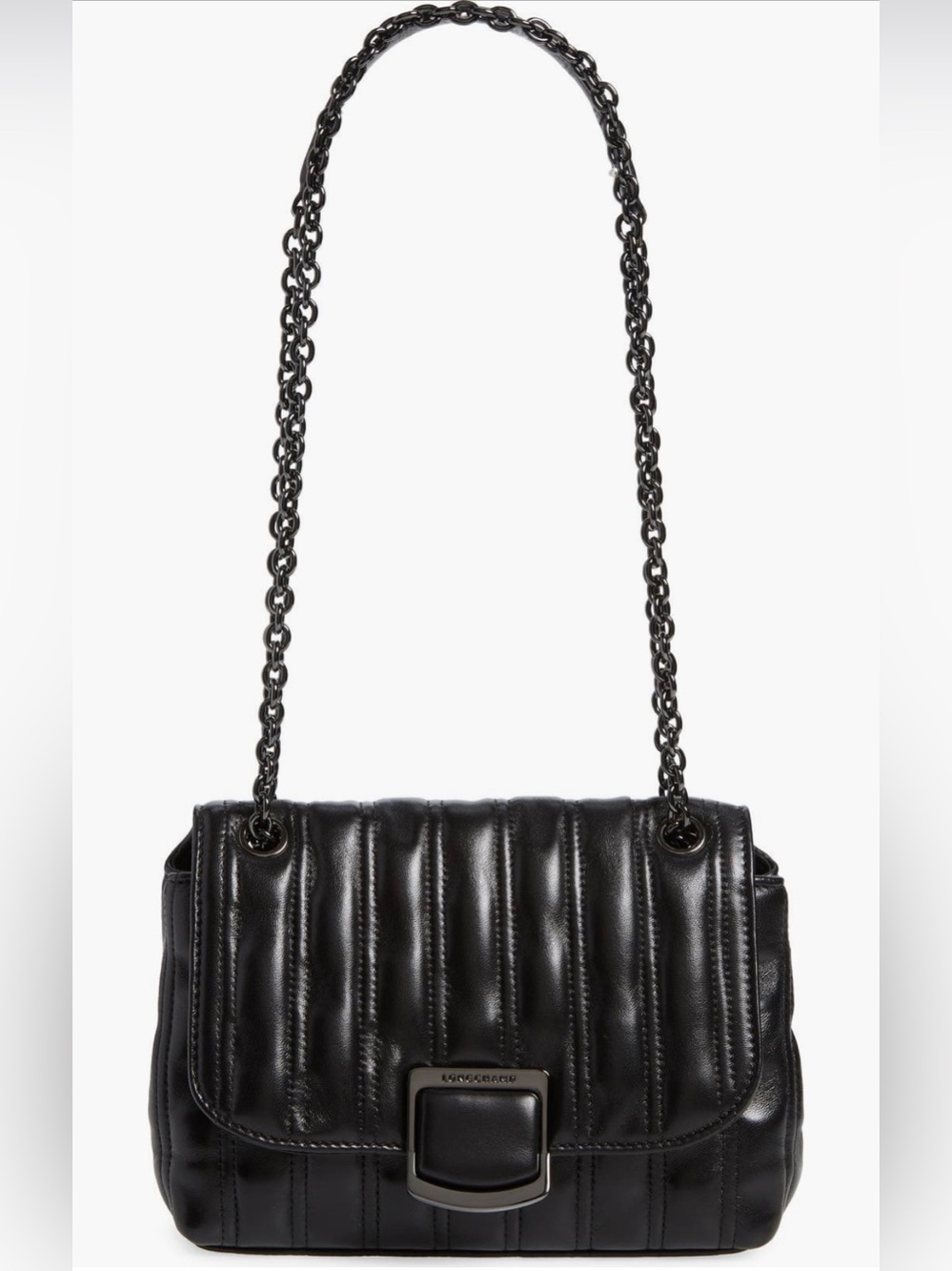 Longchamp Brioche Small Leather Shoulder Bag Black